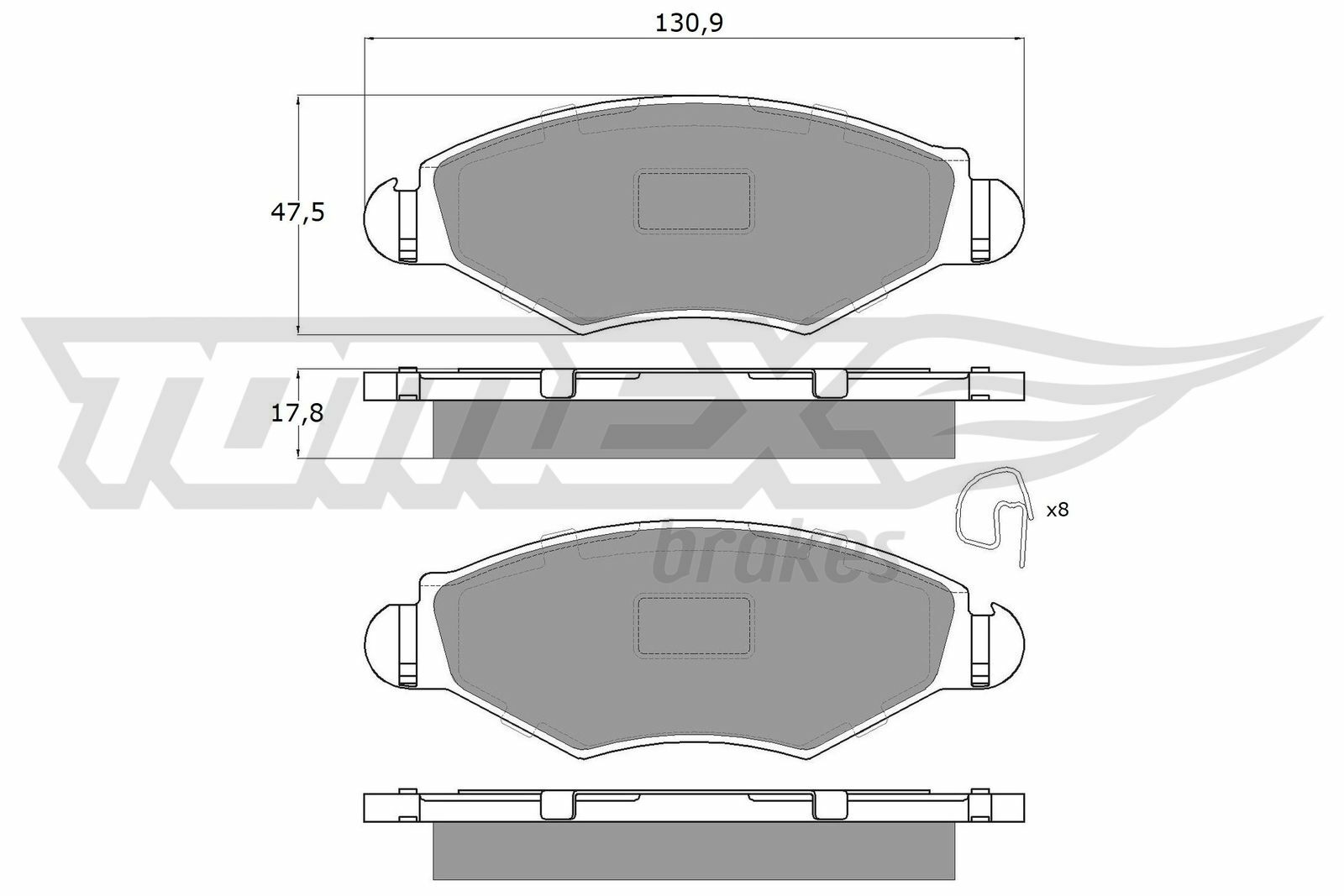 Sada brzdových destiček, kotoučová brzda TOMEX Brakes